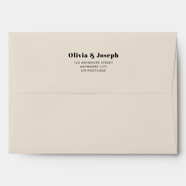 Modern Almond 5 X 7 Return Address Invitation Envelope (Back (Top Flap))