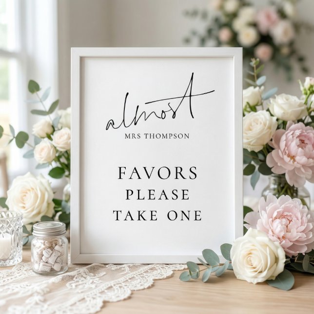 Modern Almost Mrs Favors Sign Bridal Shower (Creator Uploaded)