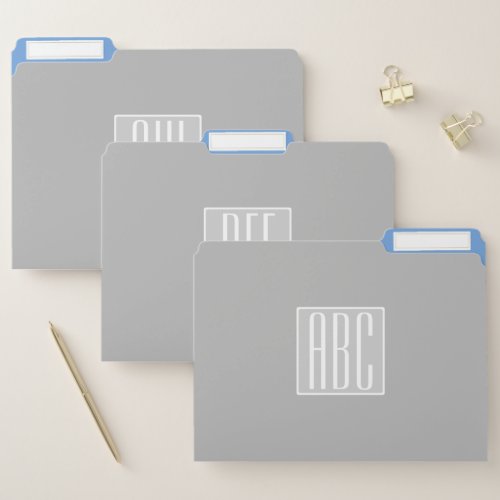 Modern Alphabet Letters  Initials  Grey  Blue File Folder