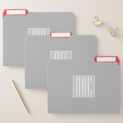 Modern Alphabet Letters  Initials  Grey  Red File Folder