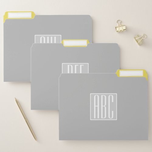 Modern Alphabet Letters or Initials Grey  Yellow File Folder