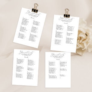 Modern Alphabetical Budget Wedding Seating Card