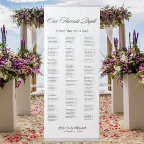 Modern Alphabetical Large Wedding Seating Chart Retractable Banner