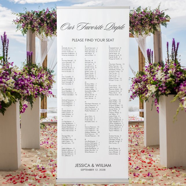 Modern Alphabetical Large Wedding Seating Chart Retractable Banner (Creator Uploaded)