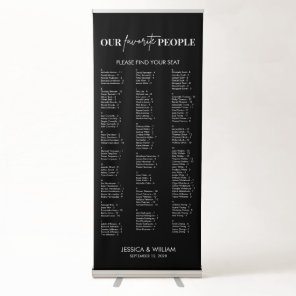 Modern Alphabetical Large Wedding Seating Chart Retractable Banner