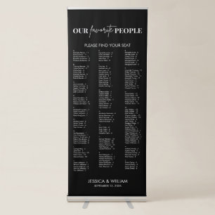 Modern Alphabetical Large Wedding Seating Chart Retractable Banner