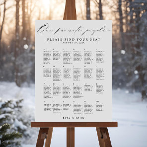 Modern Alphabetical Modern Wedding Seating Chart Foam Board