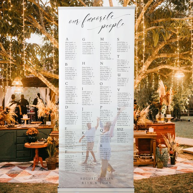Modern Alphabetical Wedding Photo Seating Chart  Retractable Banner (Creator Uploaded)