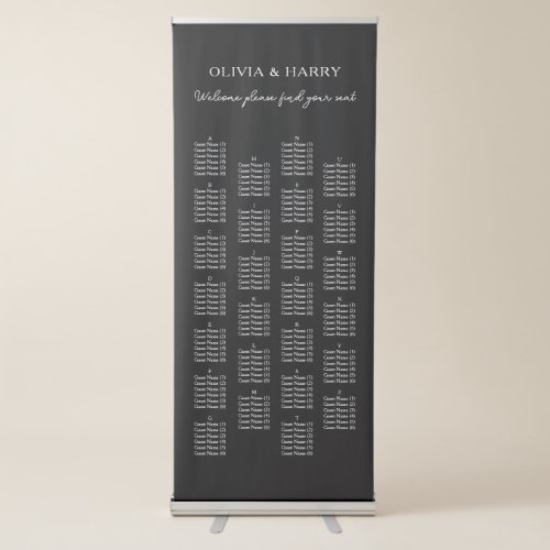 Modern Alphabetical Wedding Seating Chart Banner