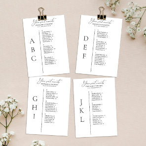 Modern Alphabetical Wedding Seating Chart Card