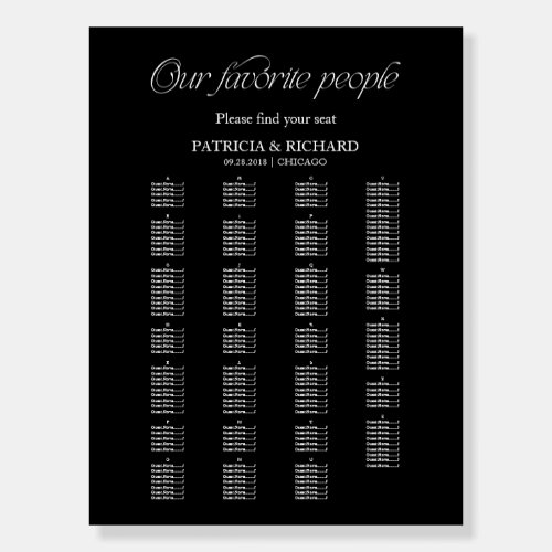 Modern Alphabetical Wedding Seating Chart Foam Board
