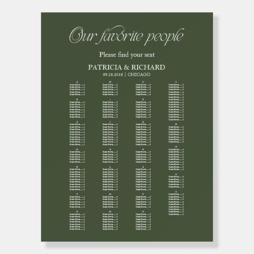 Modern Alphabetical Wedding Seating Chart Foam Board