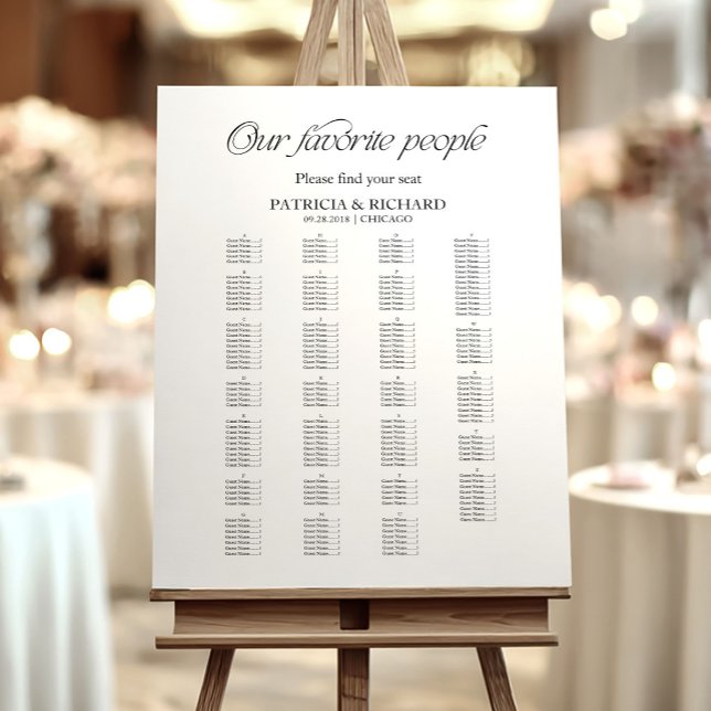 Modern Alphabetical Wedding Seating Chart Foam Board (Creator Uploaded)