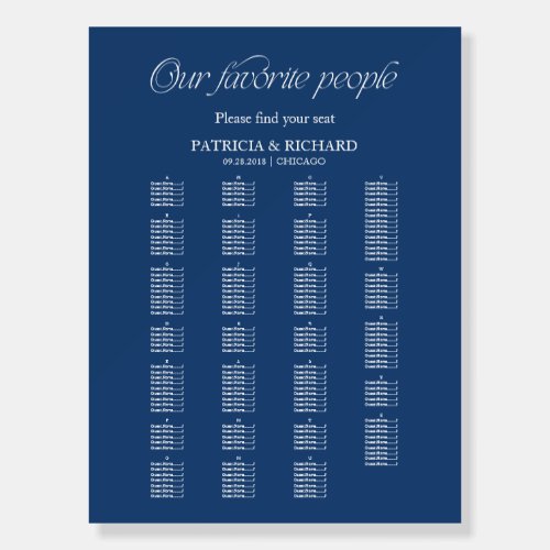 Modern Alphabetical Wedding Seating Chart Foam Board