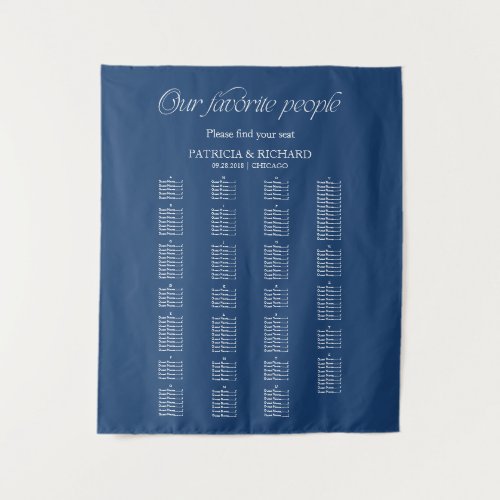 Modern Alphabetical Wedding Seating Chart Tapestry