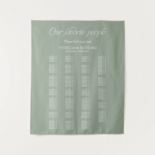 Modern Alphabetical Wedding Seating Chart Tapestry