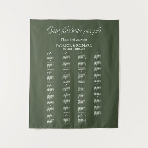 Modern Alphabetical Wedding Seating Chart Tapestry