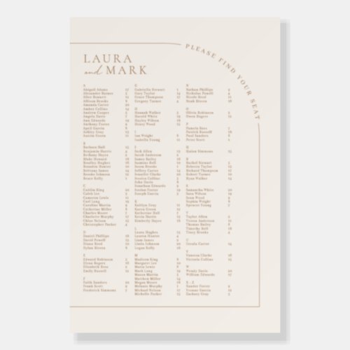 Modern Alphabetical Wedding Seating Charts Foam Board