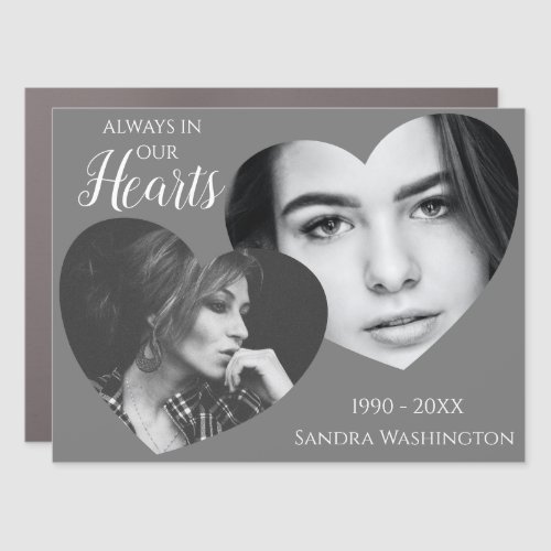 Modern Always In Our Hearts  Photo Memorial Car Magnet