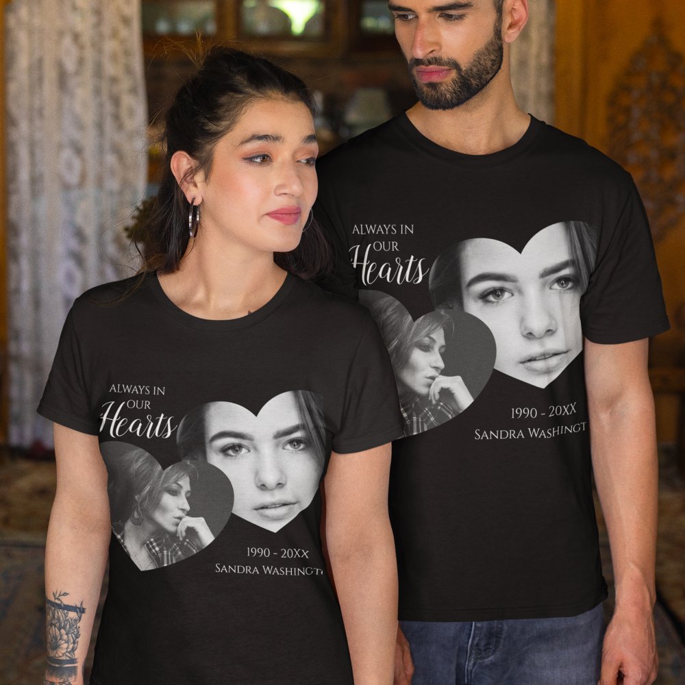 Discover Modern Always In Our Hearts | Photo Memorial Personalized T-Shirt