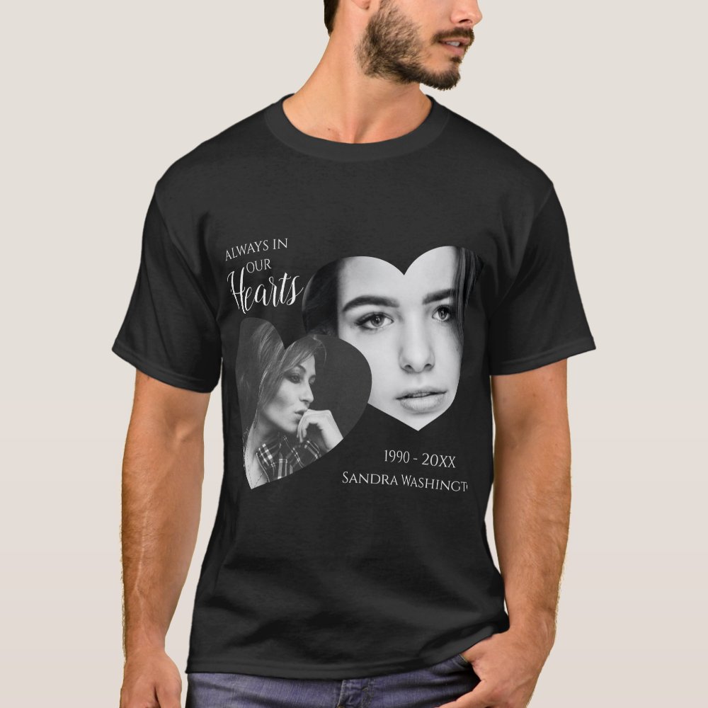 Modern Always In Our Hearts | Photo Memorial Personalized T-Shirt