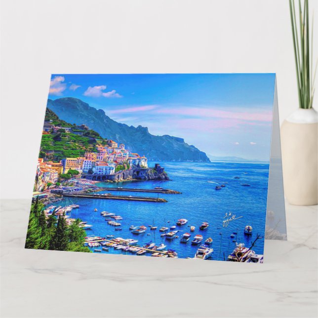 Modern Amalfi Italy Europe Photo Art Card (Front)