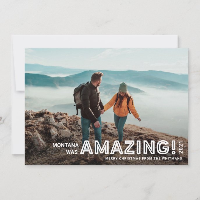 Modern Amazing Travel Full Bleed Photo Christmas H Holiday Card