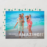 Modern Amazing Travel Tropical Photo Christmas Holiday Card<br><div class="desc">This awesome Christmas photo card features a full bleed photo template and stylish, modern typography - perfect for showcasing a photo from your vacation, giving your friends and family a little glimpse into your travel adventures! The back contains a pattern of palm trees and hibiscus flowers, which coordinates well with...</div>