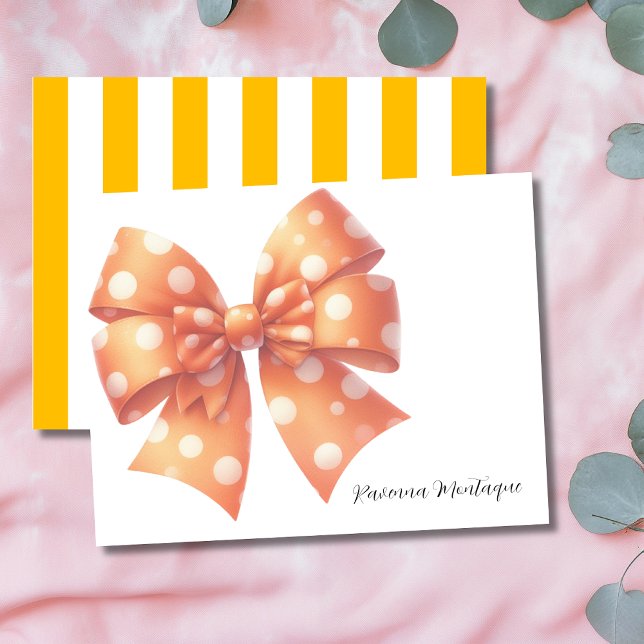 Modern Amber Elegant Big Bow Thank You Note Card (Creator Uploaded)