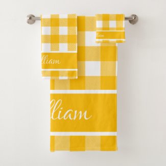 Modern Amber Yellow White Buffalo Checks