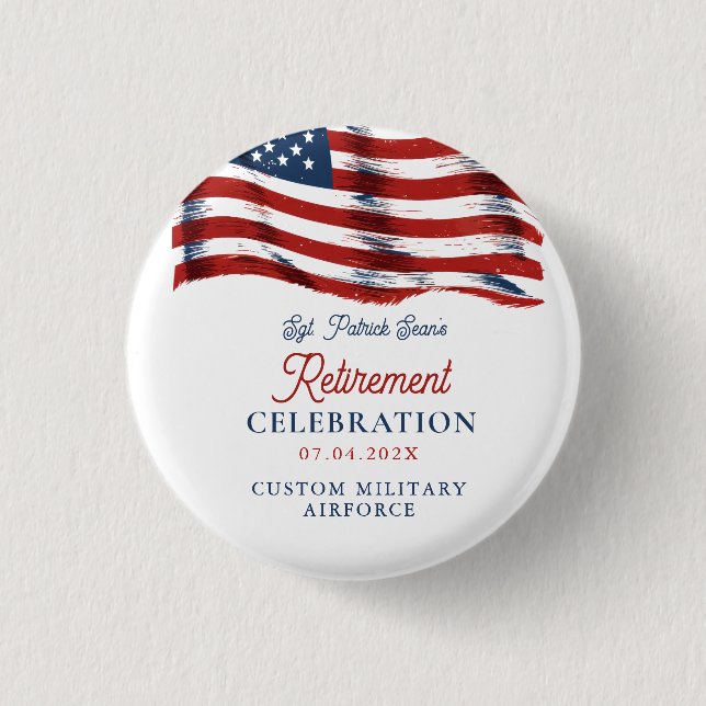  Modern American Flag 4th of July Army Retirement  Button (Front)