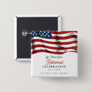 Modern American Flag 4th of July Army Retirement Button