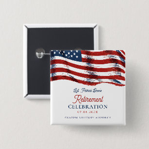  Modern American Flag 4th of July Army Retirement  Button