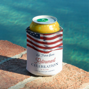 Modern American Flag 4th of July Army Retirement  Can Cooler