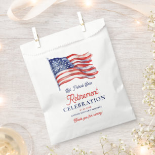  Modern American Flag 4th of July Army Retirement  Favor Bag
