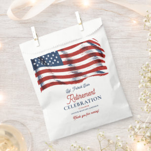 Modern American Flag 4th of July Army Retirement Favor Bag