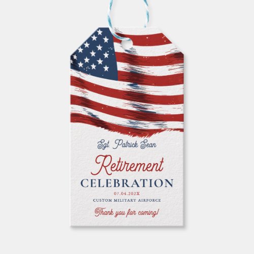  Modern American Flag 4th of July Army Retirement  Gift Tags