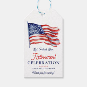 Modern American Flag 4th of July Army Retirement Gift Tags