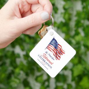  Modern American Flag 4th of July Army Retirement  Keychain