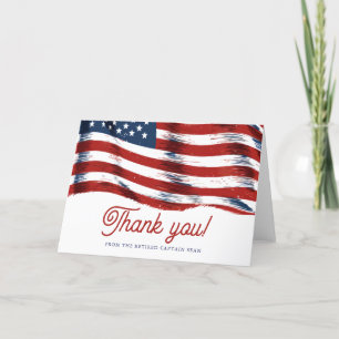 Modern American Flag 4th of July Army Retirement Letterpress Thank You Card