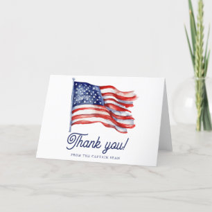  Modern American Flag 4th of July Army Retirement  Letterpress Thank You Card