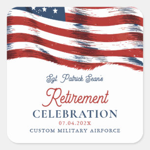 Modern American Flag 4th of July Army Retirement Square Sticker