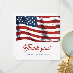 Modern American Flag 4th of July Army Retirement Thank You Card
