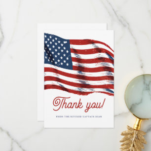 Modern American Flag 4th of July Army Retirement Thank You Card