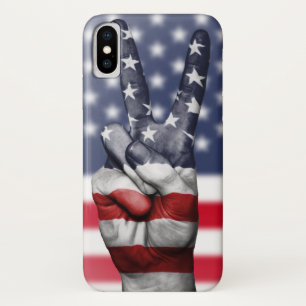 Modern American Flag And Fingers iPhone X Case