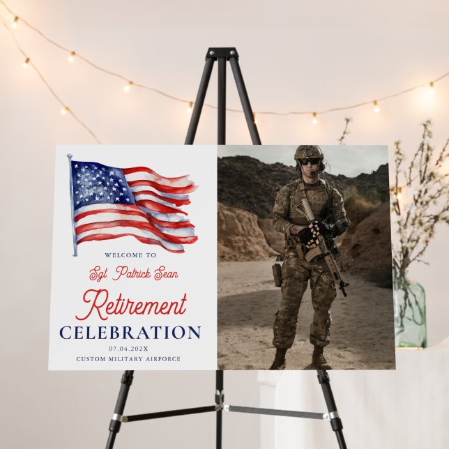  Modern American Flag Army Retirement Welcome Sign (In Situ (Stand))