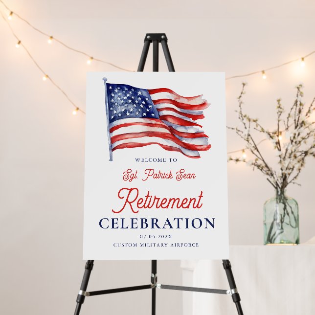  Modern American Flag Army Retirement Welcome Sign (In Situ (Stand))