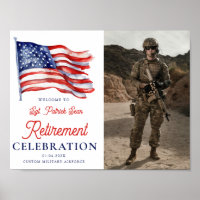 Modern American Flag Army Retirement Welcome Sign