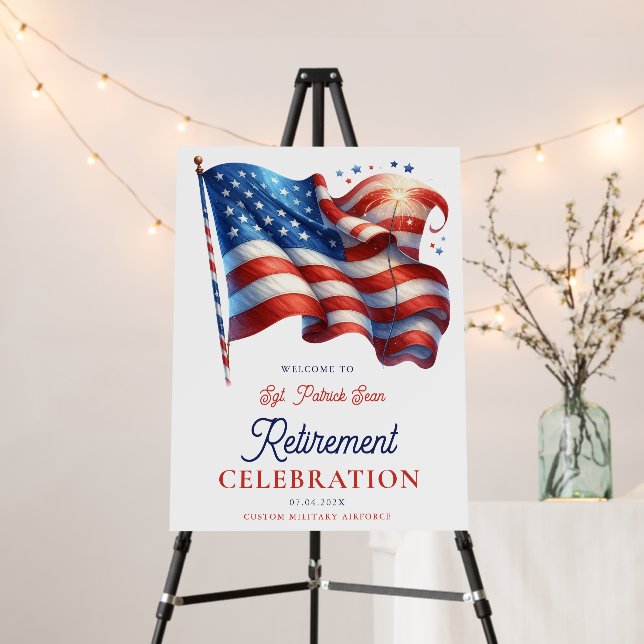  Modern American Flag Army Retirement Welcome Sign (In Situ (Stand))