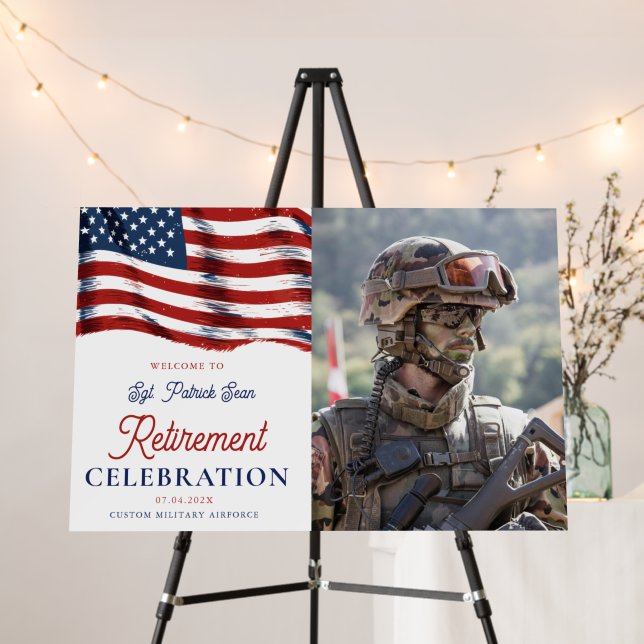  Modern American Flag Army Retirement Welcome Sign (In Situ (Stand))
